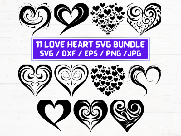 11 Valentine Love Heart SVG Bundle for Graphics and Crafts