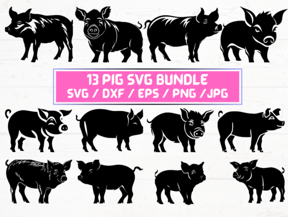 13 Pig SVG: A Crafts and Graphics Asset for Local Branding