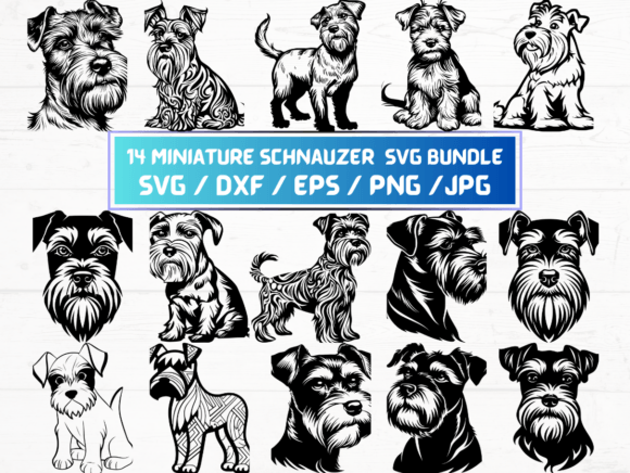 14 Miniature Schnauzer Svg File for Graphics and Crafts