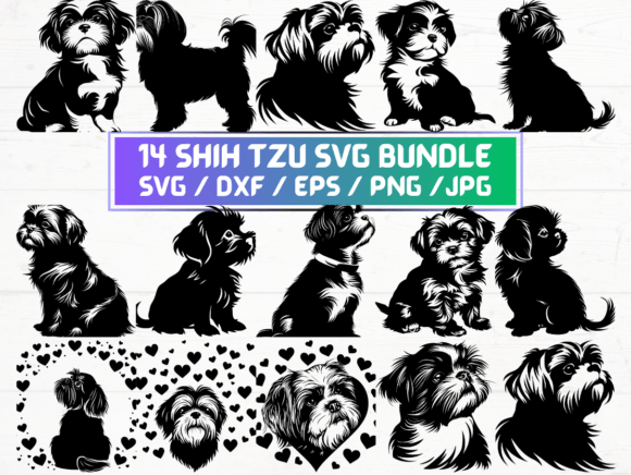 14 Shih Tzu Dog Svg Graphics for Crafts and Branding