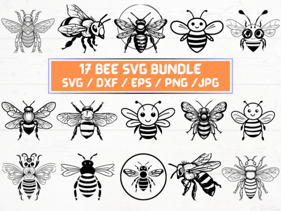 17 Bee SVG Laser Engraving Cut Files for Graphics and Crafts