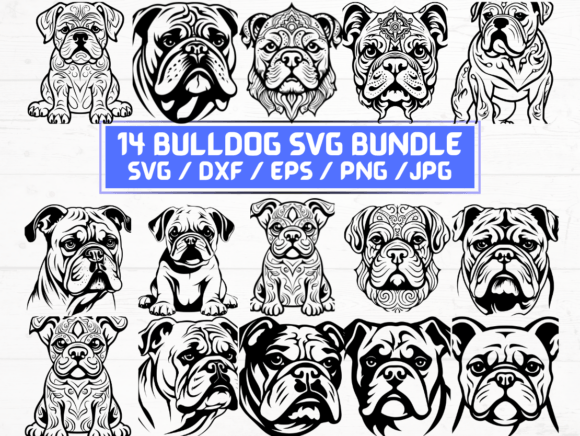 Bulldog Dog SVG Graphics for Crafts