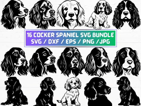 Cocker Spaniel SVG, DXF, EPS, JPG, PNG Graphics and Crafts