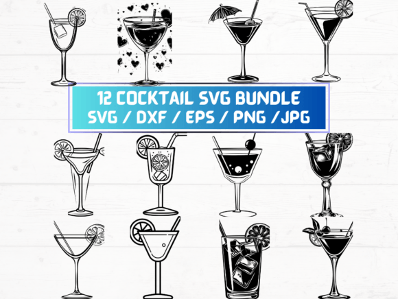 Cocktail SVG Laser Engraving Cut Files for Graphics & Crafts