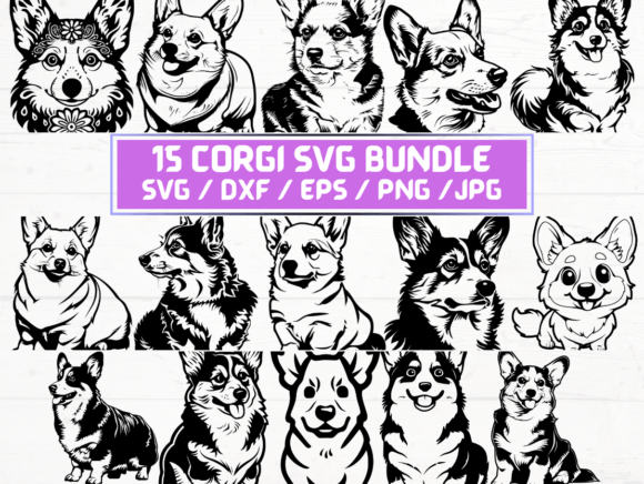 Corgi Dog Svg, DXF, EPS, JPG, PNG
