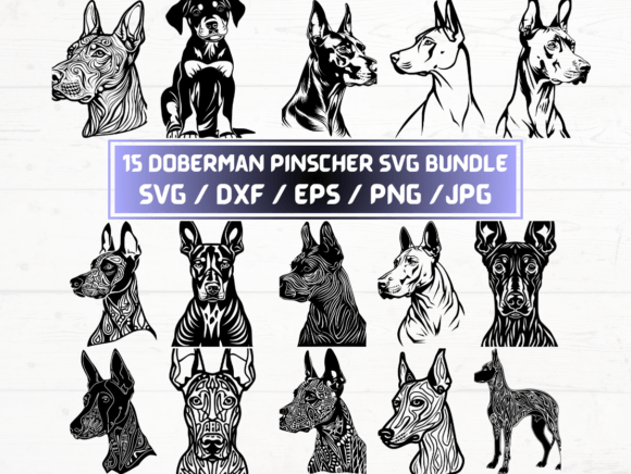 Doberman Pinscher Dog Svg Graphics for Crafts
