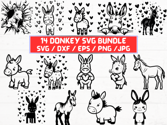 Donkey SVG Bundle: A Fresh Graphic Design Asset for Crafts