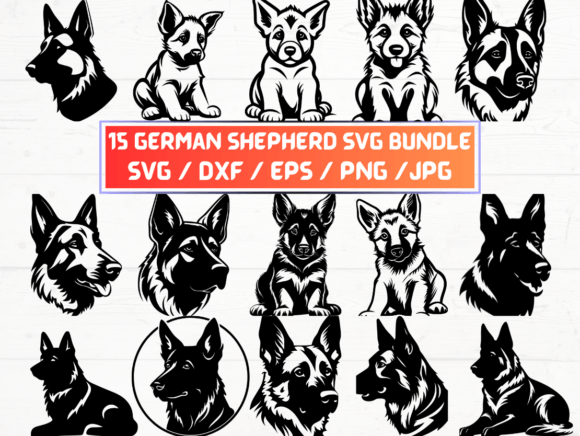German Shepherd Dog Svg, DXF, EPS, JPG, Graphics and Crafts