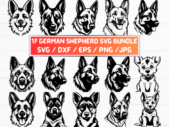 German Shepherd SVG Graphics for Crafts