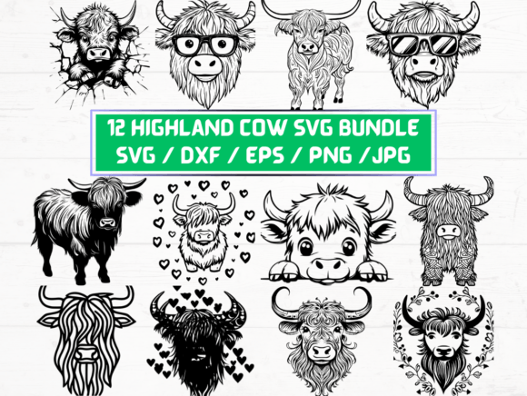 Highland Cow SVG Bundle: Graphics for Crafts