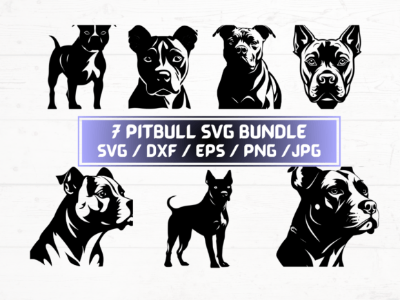 Pitbull Dog SVG, DXF, EPS, JPG, PNG Graphics and Crafts