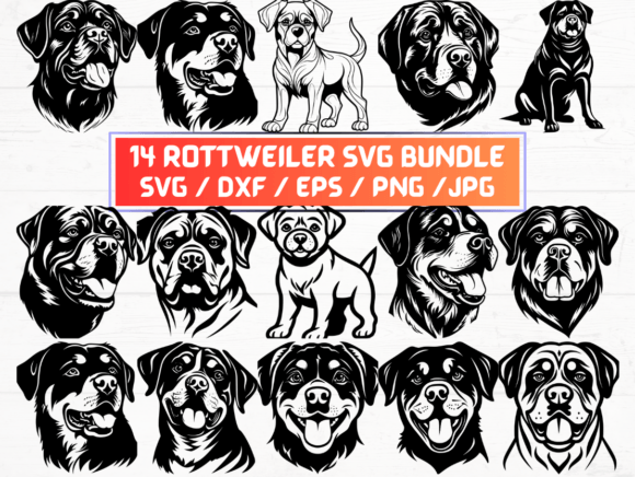 Rottweiler SVG Graphics for Crafts and Commercial Design