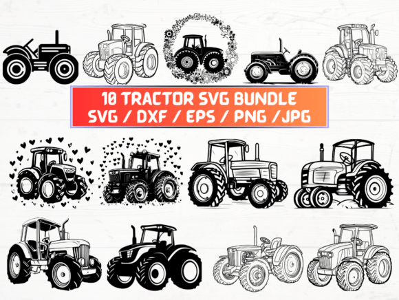 Tractor SVG, DXF, EPS, JPG, PNG for Crafts and Graphics