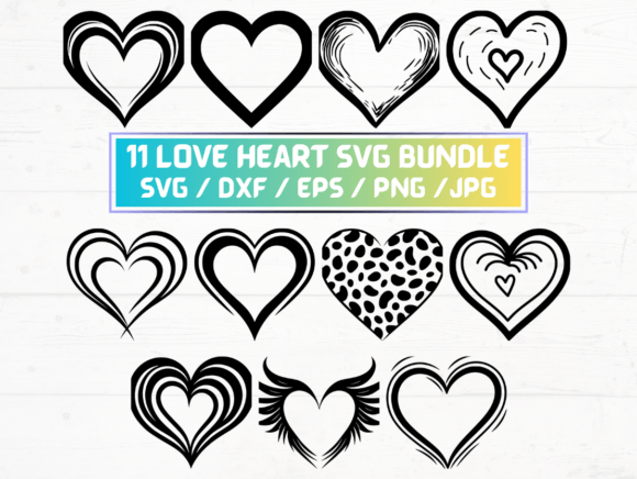 Valentine Love Heart SVG, DXF, EPS, JPG for Crafts and Graphics