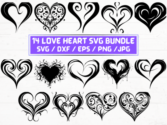 Valentine Love Heart SVG Graphics for Crafts