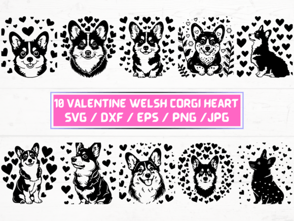 Valentine Welsh Corgi Heart SVG Laser Graphics and Crafts